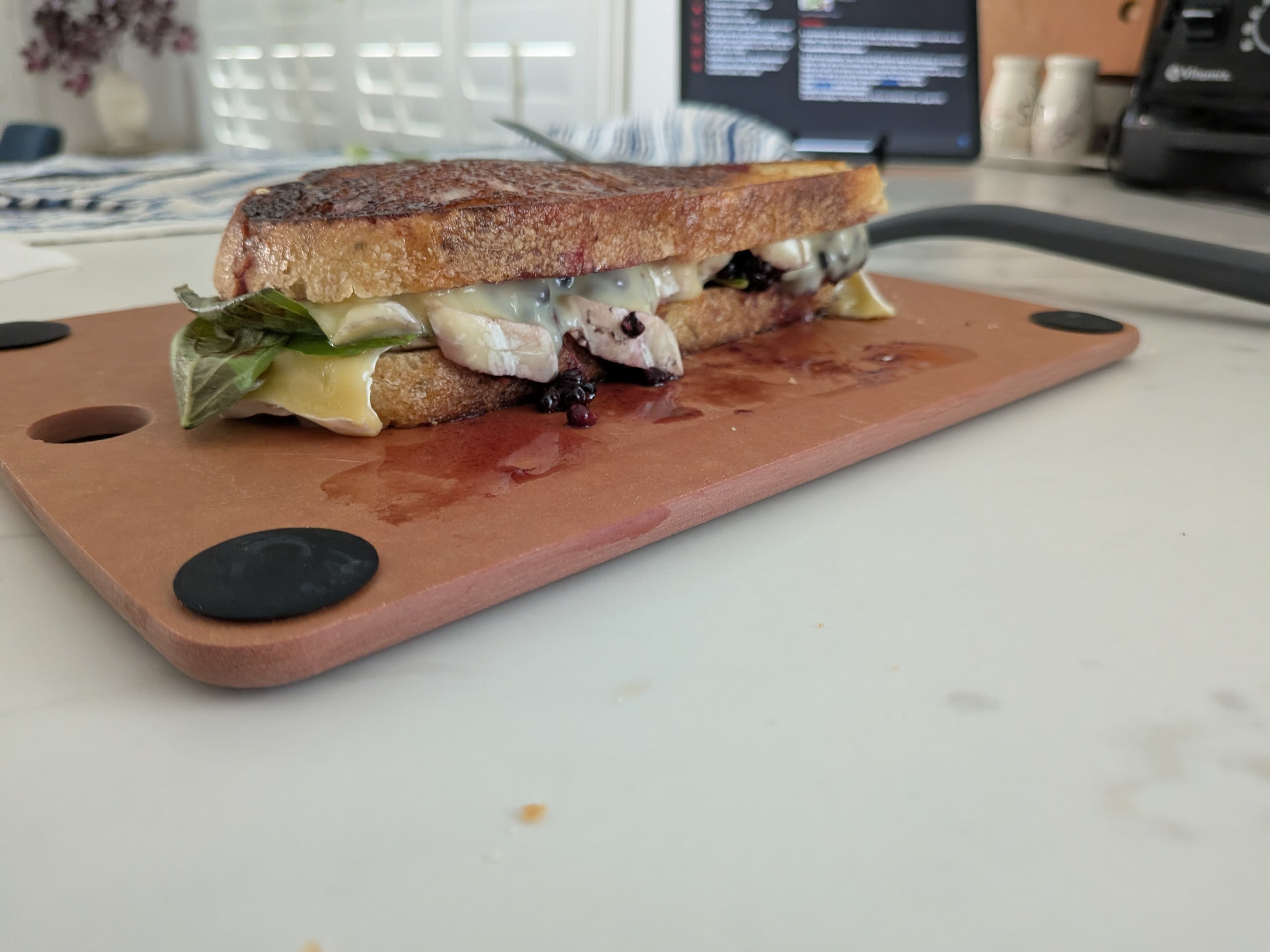 Blackberry, Basil, Balsamic, Brie Grilled Cheese